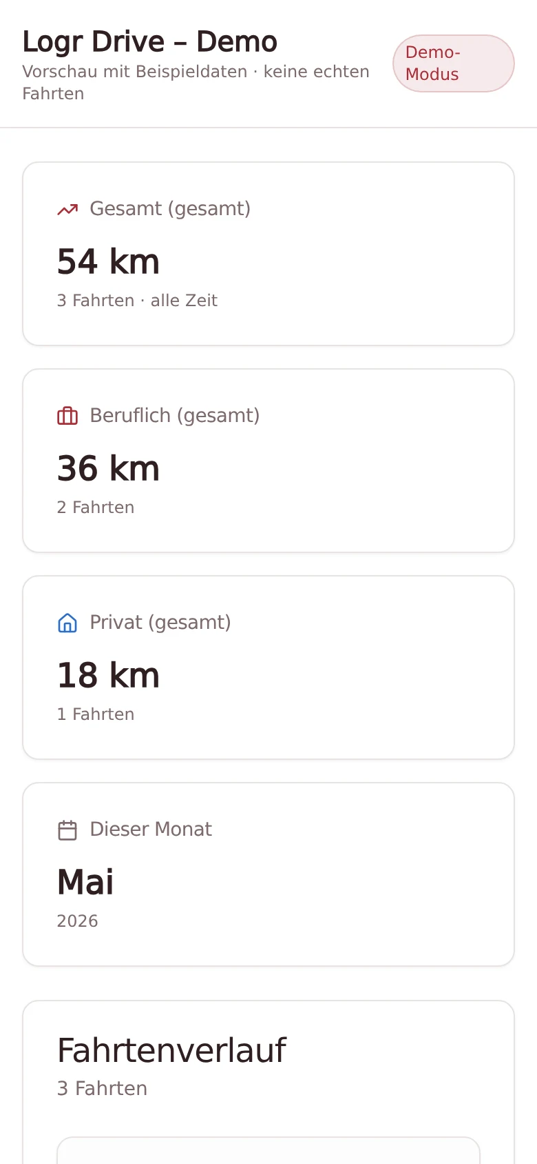 Logr Drive – Dashboard mobil