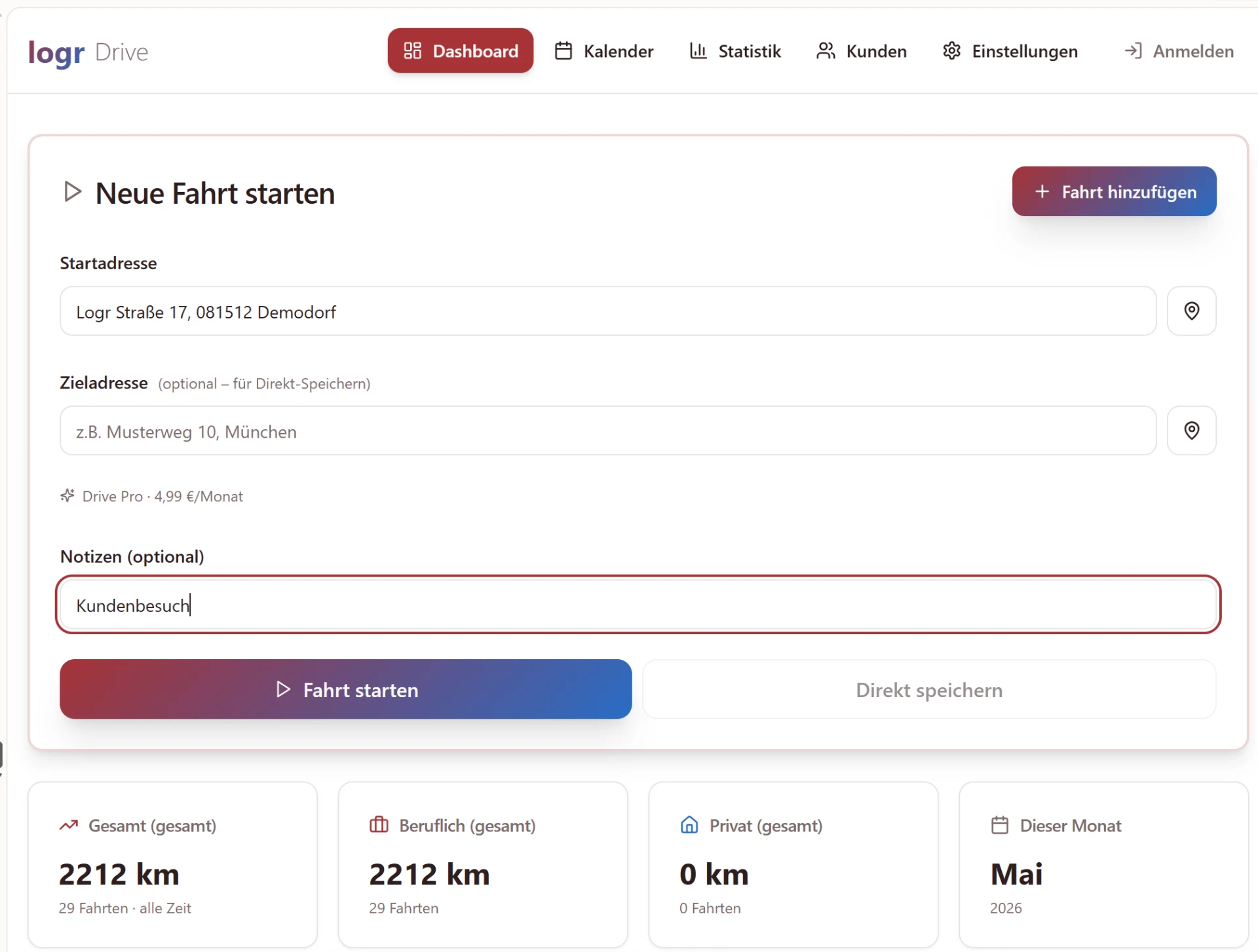 Logr Drive – Dashboard